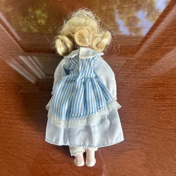 Vintage Porcelain Doll in Blue and White Dress – 8” Tall - Picture 12 of 14